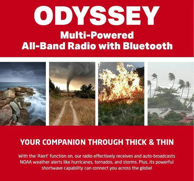 Alt view image 2 of 7 - Eton Odyssey Multi-Powered All-Band Bluetooth & Solar AM/FM/NOAA/Shortwave Radio