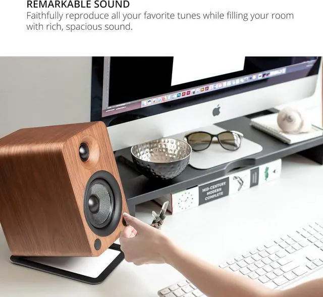 Alt view image 16 of 20 - Kanto YU4 Powered Bookshelf Speakers with Built-In Bluetooth, 1" Silk Dome Tweeter and 4" Kevlar Woofer - Pair (Walnut)