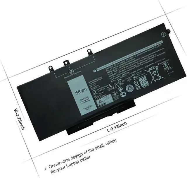 Alt view image 3 of 5 - Hecales GJKNX Battery for Dell Latitude 5480 5580 5280 5288 5488 5590 5591 5490 5491 5495 E5480 E5580 E5490 E5590 Precision 15 3520 3530 Series GD1JP DY9NT 5YHR4 451-BBZG 7.6V 4-Cell 68Wh