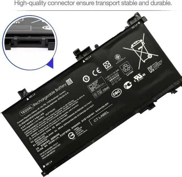 Alt view image 4 of 5 - Hecales TE03XL Battery TE03061XL for HP Omen 15-ax000:15-ax033dx 15-ax210nr 15-ax001ns;HP Pavilion 15-bc000:15-bc008tx and More 849910-850 849570-541 542 543 HSTNN-UB7A TPN-Q173-11.55V 61.6Wh 3-Cell