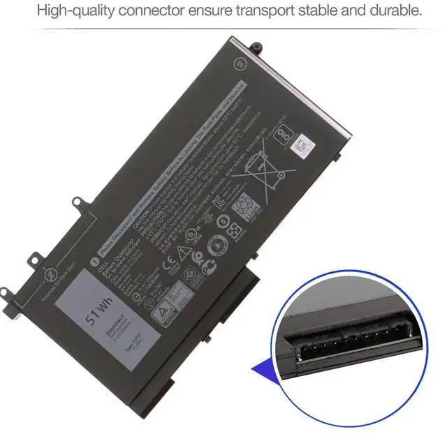 Alt view image 4 of 7 - 93FTF Laptop Battery for Dell Latitude 5280 5480 5580 5590 5490 5288 5290 5290 5488 5495 E5480 E5580 E5590 Dell Precision 15 3520 3530 93FTF D4CMT DJWGP DV9NT FPT1C GD1JP 0DJWGP 4YFVG 11.4V 51Wh