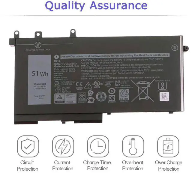 Alt view image 6 of 7 - 93FTF Laptop Battery for Dell Latitude 5280 5480 5580 5590 5490 5288 5290 5290 5488 5495 E5480 E5580 E5590 Dell Precision 15 3520 3530 93FTF D4CMT DJWGP DV9NT FPT1C GD1JP 0DJWGP 4YFVG 11.4V 51Wh