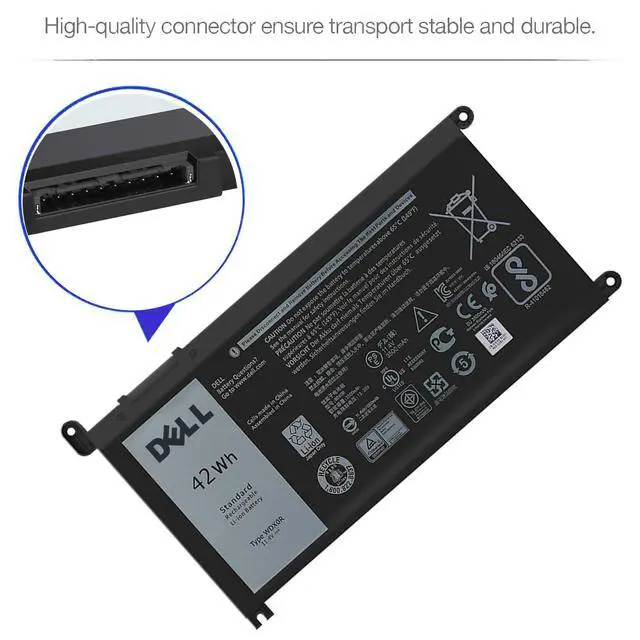 Alt view image 2 of 3 - WDX0R Battery for Inspiron 15 7579 7573 7560 7569 7570 7580 5565 5567 5568 5570 5578 5579 5770 7586 13 7375 7368 7378 5368 5378 5379 17 5765 5767 5775 Latitude 3189 3580 3Cells 42Wh 11.4V