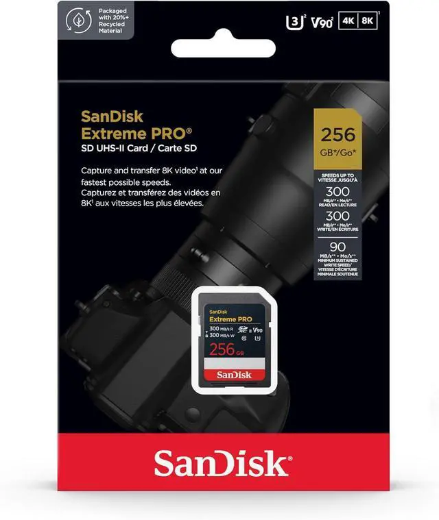 Alt view image 3 of 3 - SanDisk SDXC Extreme PRO SD UHS-II V90 300MB/s Flash Memory Card 256GB
