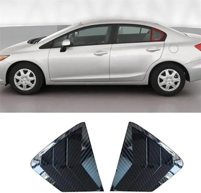 Alt view image 3 of 7 - FYUU 2Pcs Car Side Quarter Window Vent Louver Shutter Cover For Honda Civic 2012-2015