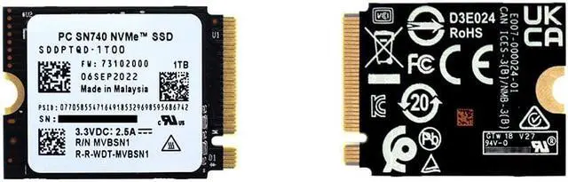 Alt view image 4 of 6 - PC SN740 1TB M.2 2230 SSD NVMe PCIe4x4 For Steam Deck ASUS ROG Flow X Laptop
