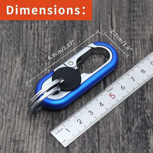 Alt view image 2 of 4 - 2 pcs Mens Car Keychains Double Ring Design High-elasticity Buckle Blue+Orange