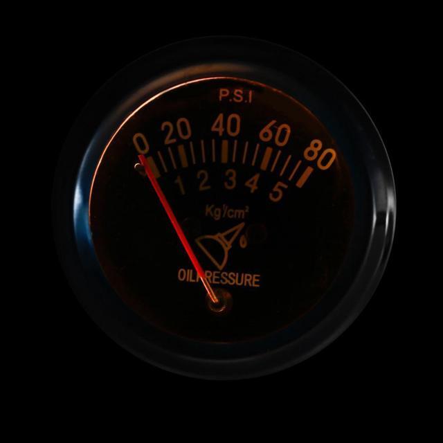 Alt view image 4 of 5 - FYUU 2 Inch 52mm Mechanical Car Oil Press Pressure Gauge Meter 0-80 PSI
