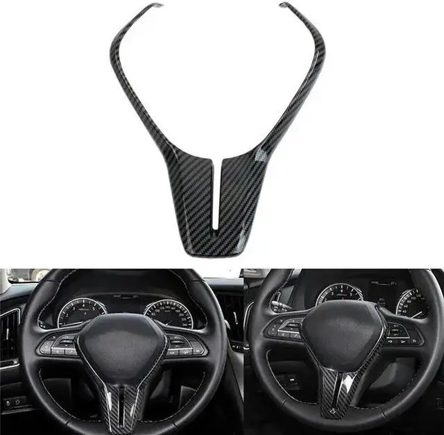 Alt view image 2 of 6 - Carbon Fiber Look Interior Steering Wheel Trim For Infiniti Q50 Q60 Qx50 2017-22