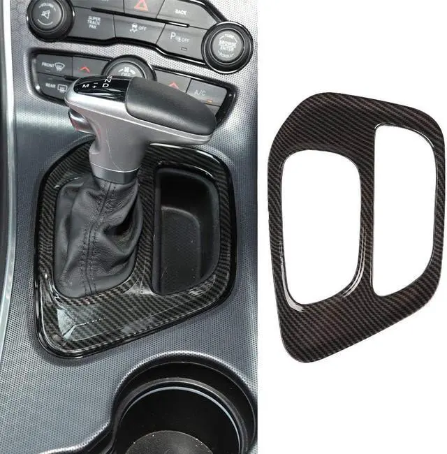Main image of Yassdwbn Center Gear Shift Panel Cover Decoration For Dodge Challenger  Carbon Fiber Look