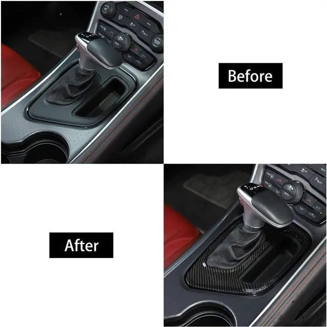 Alt view image 5 of 5 - Yassdwbn Center Gear Shift Panel Cover Decoration For Dodge Challenger  Carbon Fiber Look