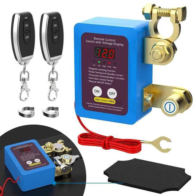 Alt view image 3 of 5 - Yassdwbn 240A Car Battery Disconnect Switch LED Voltage Display Wireless Remote Control