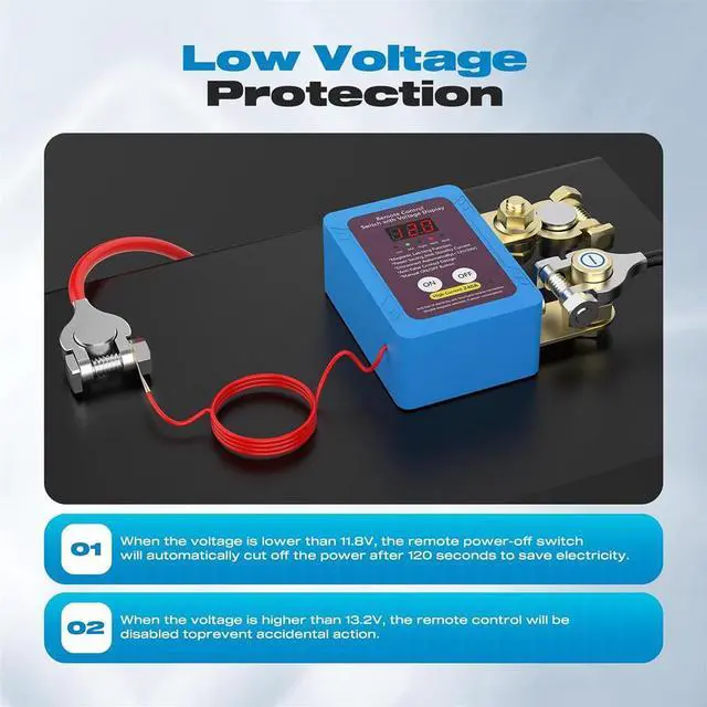Alt view image 4 of 5 - Yassdwbn 240A Car Battery Disconnect Switch LED Voltage Display Wireless Remote Control