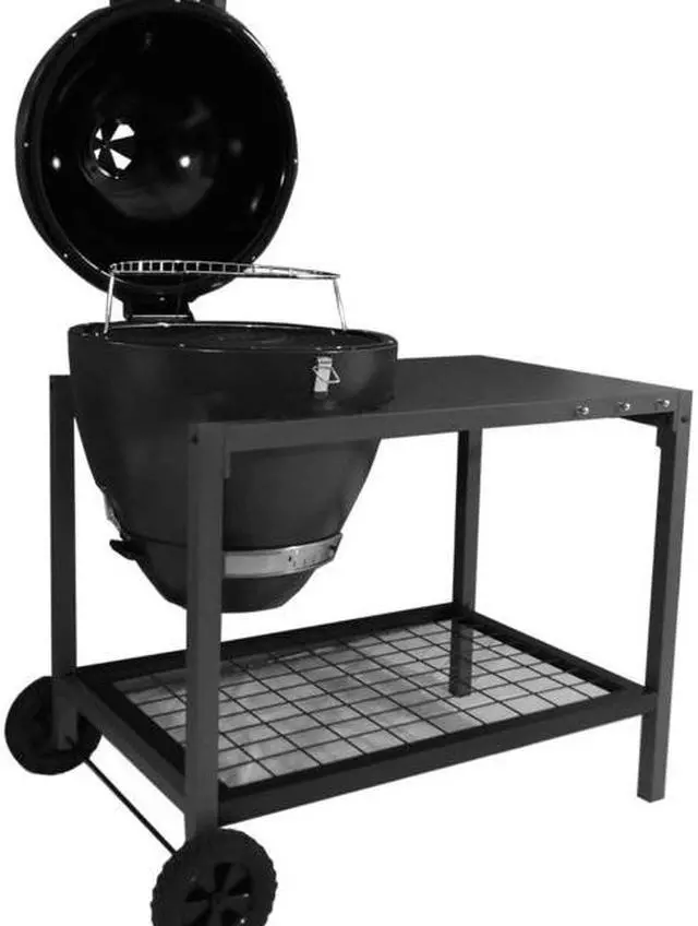Alt view image 2 of 7 - Brand-Man Grills Rodeo Deluxe Steel Kamado with Large Prep Cart
