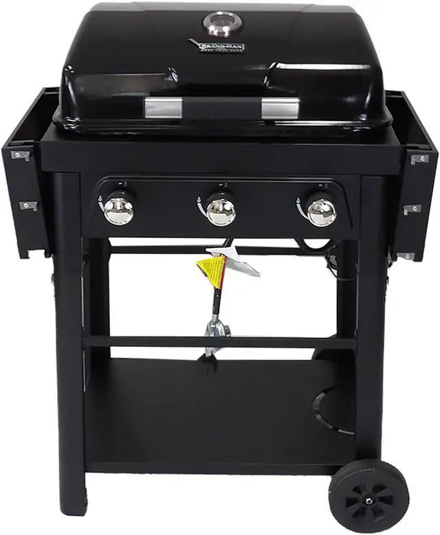 Alt view image 4 of 7 - Brand-Man Bronco2 3-Burner Portable Liquid Propane Gas Grill, Black, Outdoor & Garden Use