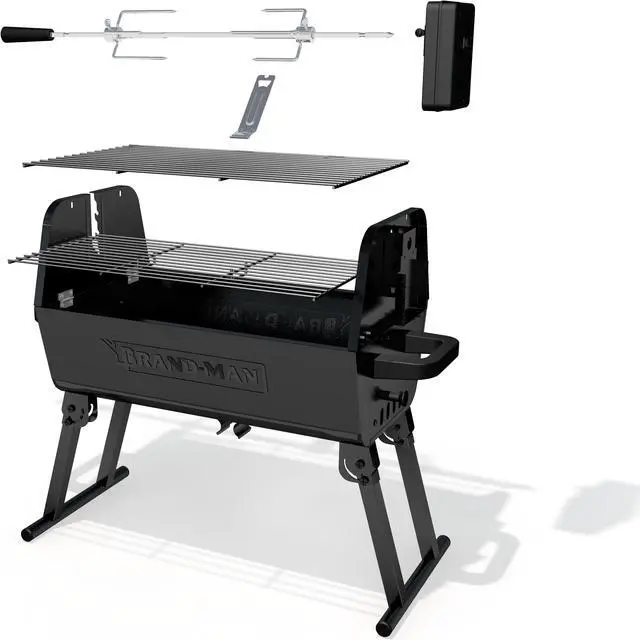 Alt view image 2 of 7 - Brand-Man COLT Portable Charcoal Rotisserie BBQ Grill, Black  Outdoor & Garden Grills by Brand-Man Grills