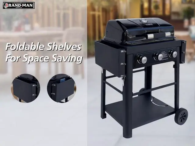 Alt view image 3 of 7 - Brand-Man Bronco2 3-Burner Portable Liquid Propane Gas Grill, Black, Outdoor & Garden Use