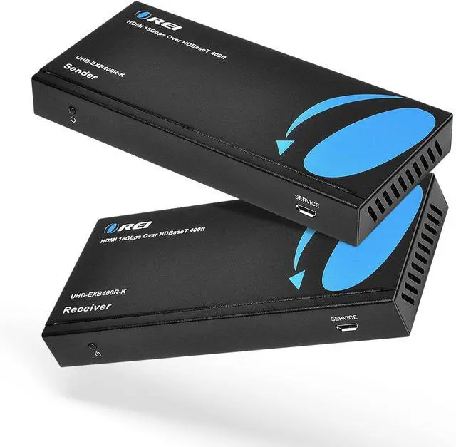 Main image of OREI 4K HDMI Extender Balun HDBaseT UltraHD 4K,60Hz 4:4:4 Over Single CAT5e/6/7 Cable with HDR, CEC & IR Control, RS-232 - Up to 400 Ft - Loop Out - Power Over Cable - Audio Out