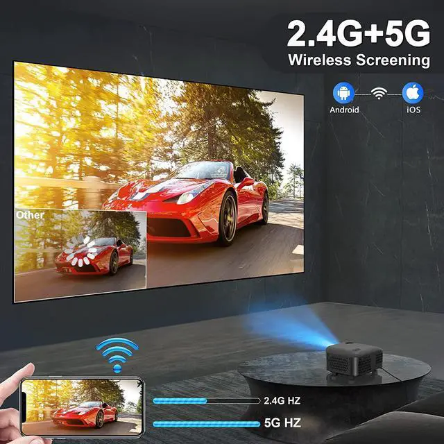 Alt view image 2 of 6 - HORLAT 5G WiFi Bluetooth Projector 360 ANSI Lumen Full HD Native 1080P Projector Support 4k,Dolby,Home Theater&Outdoor Video Projector for iOS/Android Smartphone/Laptop/TV Stick/PS5/PPT