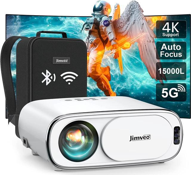 Auto-Focus] Projector with 5G WiFi and Bluetooth:Jimveo 460 ANSI 15000L  Native 1080P Outdoor Movie Projector 4k Support,Auto 6D Keystone&50% Zoom, Portable Smart Home LED Video Projector for Phone/PC 