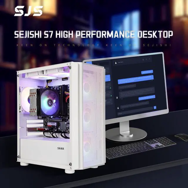 Alt view image 3 of 7 - SEJISHI Gaming PC Computer AMD Ryzen 5 5600G 3.9GHz to 4.4GHz, Vega Graphics 7,16GB(8G*2) DDR4 3200MHz,NVME M.2 512GB SSD,  Win 11 Ready, Gamer Desktop Computer (R5 5600G | AMD Vega7)