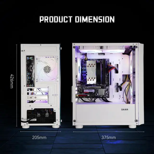 Alt view image 4 of 7 - SEJISHI Gaming PC Computer AMD Ryzen 5 5600G 3.9GHz to 4.4GHz, Vega Graphics 7,16GB(8G*2) DDR4 3200MHz,NVME M.2 512GB SSD,  Win 11 Ready, Gamer Desktop Computer (R5 5600G | AMD Vega7)