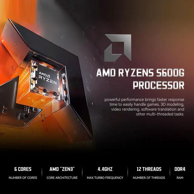 Alt view image 5 of 7 - SEJISHI Gaming PC Computer AMD Ryzen 5 5600G 3.9GHz to 4.4GHz, Vega Graphics 7,16GB(8G*2) DDR4 3200MHz,NVME M.2 512GB SSD,  Win 11 Ready, Gamer Desktop Computer (R5 5600G | AMD Vega7)