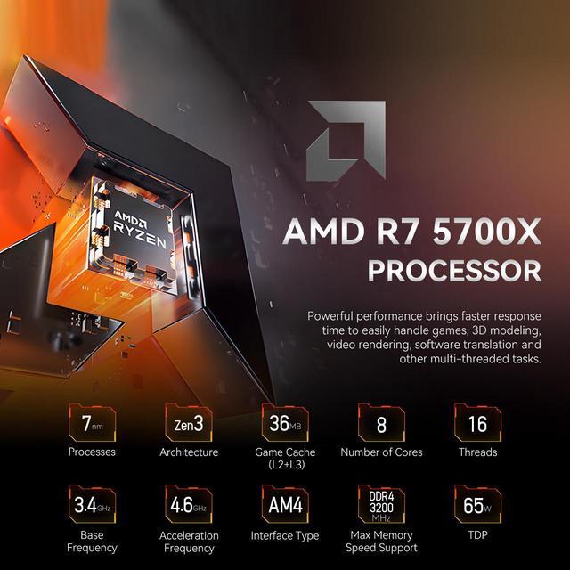 SEJISHI Gaming PC Computer AMD Ryzen 7 5700X 3.4 GHz, NVIDIA