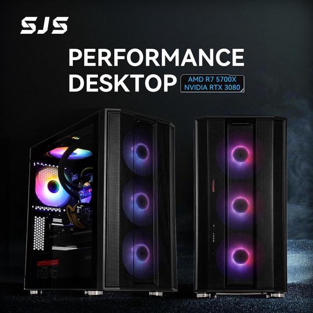 SEJISHI Gaming PC Computer AMD Ryzen 7 5700X 3.4 GHz, NVIDIA GeForce RTX  3080,32GB(16G*2) DDR4 3200MHz,NVME M.2 1TB SSD, 850W, sjs240Liquid-Cooled,  ...