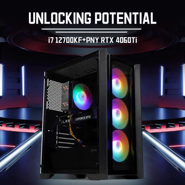 Alt view image 3 of 7 - SEJISHI Gaming Pc Computer Intel i7 12700KF 3.6GHz, GeForce AX RTX 4060Ti,32GB DDR4 RAM, 3200MHz NVME M.2 1TB SSD, 600WPSU, Win 11 Ready, Gaming Desktop Computer(i712700KF| RTX 4060 Ti)