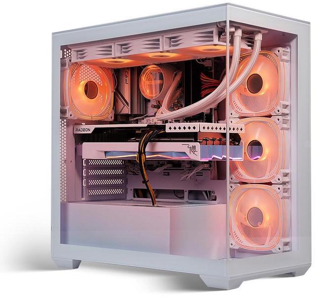 SEJISHI Gaming PC RX 7800XT 16G D6 256bit, AMD Ryzen7 5700X 3.4GHz,32GB DDR4 3200MHz,NVME M.2 1TB,360 iquid-Cooled,Full View Tempered Glass Pure White