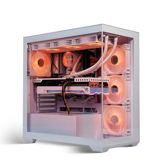 SEJISHI Gaming PC RX 7800XT 16G D6 256bit, AMD Ryzen7 5700X 3.4GHz,32GB DDR4 3200MHz,NVME M.2 1TB,360 iquid-Cooled,Full View Tempered Glass Pure White