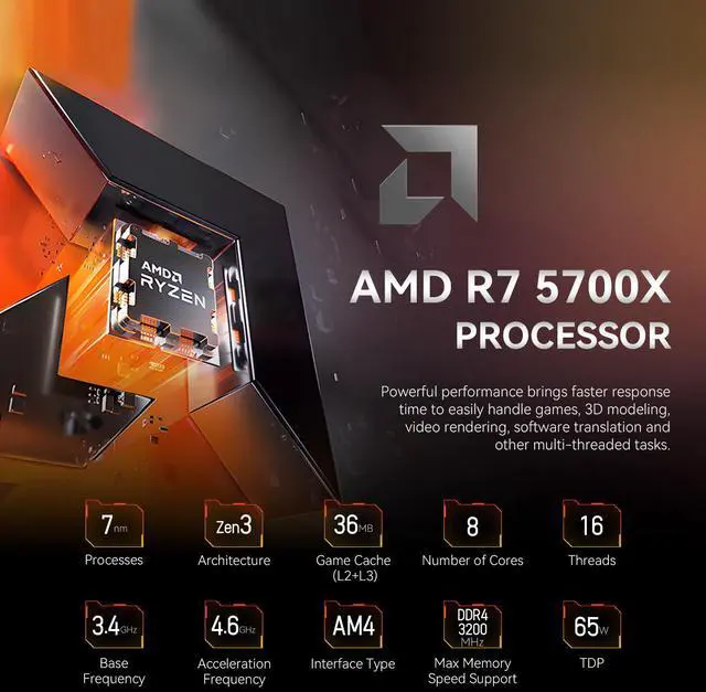 Alt view image 6 of 7 - SEJISHI Gaming PC Computer AMD Ryzen 7 5700X 3.4 GHz, NVIDIA GeForce RTX 3080,32GB(16G*2) DDR4 3200MHz,NVME M.2 1TB SSD, 850W, sjs240Liquid-Cooled, Win 11 Ready Gaming Desktop Computer