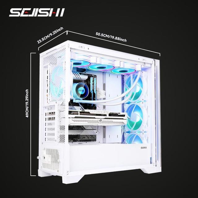 Alt view image 4 of 7 - SEJISHI Gaming PC AMD Ryzen 5 7500F,GeForce RTX5060TI 16G 128bit,32GB(16G*2)DDR5 6000 MHz,NVME M.2 1TB SSD, 240 iquid-Cooled,RGB Sync,800W,Win 11 Ready, Gaming Desktop Computer (R5 7500F|RTX 5060TI)