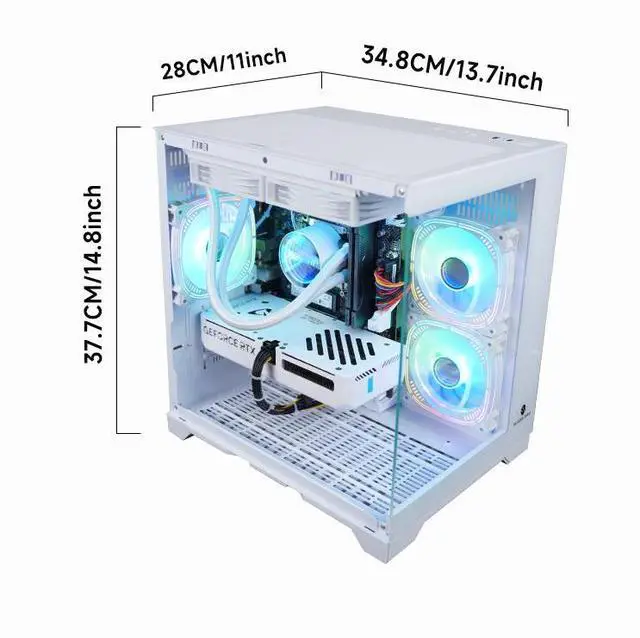 Alt view image 4 of 7 - SEJISHI Gaming Desktop PC-Windows 11-Intel Core i5-12490F-GeForce RTX 5060 DLSS 4-DDR4 32GB 3200MHz-1TB M.2 NVMe SSD-600W-panoramic PC case WiFi6 liquid coole Prebuilt Gaming PC (i5 12490F | RTX 5060)