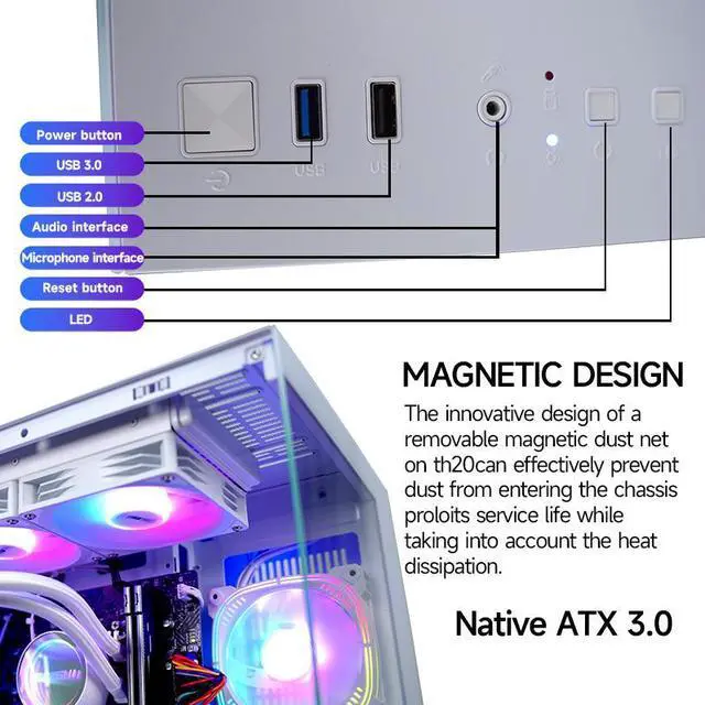 Alt view image 6 of 7 - SEJISHI Gaming Desktop PC-Windows 11-Intel Core i5-12490F-GeForce RTX 5060 DLSS 4-DDR4 32GB 3200MHz-1TB M.2 NVMe SSD-600W-panoramic PC case WiFi6 liquid coole Prebuilt Gaming PC (i5 12490F | RTX 5060)