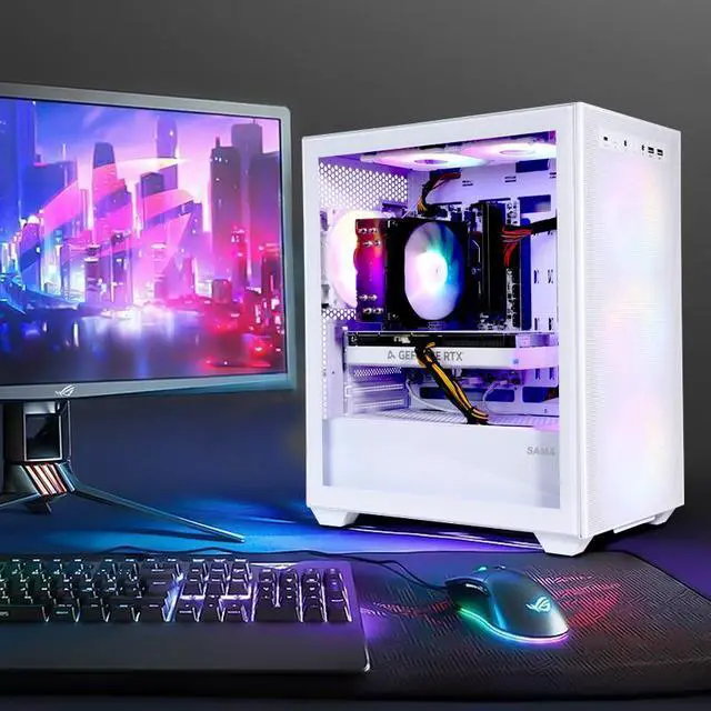 Alt view image 8 of 8 - SEJISHI(R7 5700X+RTX 4060) Gaming PC AMD Ryzen 7 5700X 3.4GHz to 4.6GHZ, NVIDIA GeForce RTX4060,32GB(16G*2)DDR4 3200MHz,M.2 1TB SSD,600W psu,Win 11 Ready, Gaming Desktop computer