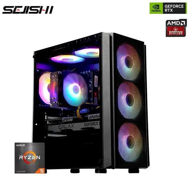 SEJISHI Gaming PC Ryzen 5 5500 with NVIDIA RTX 3050, 16GB