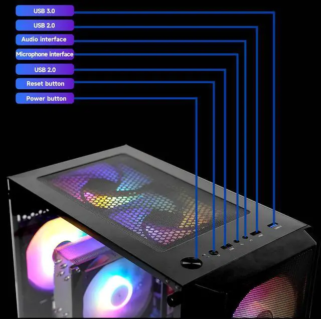 Alt view image 3 of 7 - SEJISHI Gaming PC Computer AMD Ryzen 7 5700X 3.4 GHz, GeForce RTX 4060TI,32GB(16G*2) DDR4 3200MHz,NVME M.2 1TB SSD, 800W, Air Cooling, Win11 Ready Gaming Desktop Computer(R7 5700X+RTX 4060TI)