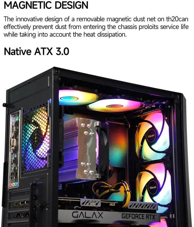 Alt view image 6 of 6 - SEJISHI Gaming PC Computer AMD Ryzen 7 5700X 3.4 GHz, GeForce RTX 3060TI,32GB(16G*2) DDR4 3200MHz,NVME M.2 1TB SSD, 800W, Air Cooling, Win11 Ready Gaming Desktop Computer(R7 5700X+RTX 3060TI)