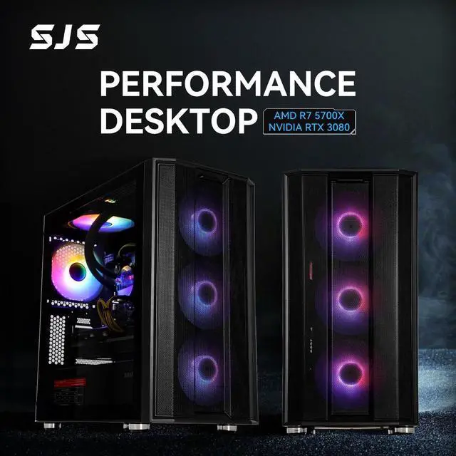 Alt view image 4 of 7 - SEJISHI Gaming PC Computer AMD Ryzen 7 5700X 3.4 GHz, NVIDIA GeForce RTX 3080,32GB(16G*2) DDR4 3200MHz,NVME M.2 1TB SSD, 850W, sjs240Liquid-Cooled, Win 11 Ready Gaming Desktop Computer