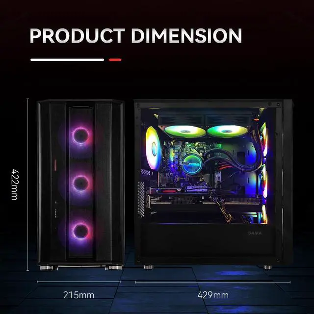 Alt view image 2 of 7 - SEJISHI Gaming PC Computer AMD Ryzen 7 5700X 3.4 GHz, NVIDIA GeForce RTX 3080,32GB(16G*2) DDR4 3200MHz,NVME M.2 1TB SSD, 850W, sjs240Liquid-Cooled, Win 11 Ready Gaming Desktop Computer