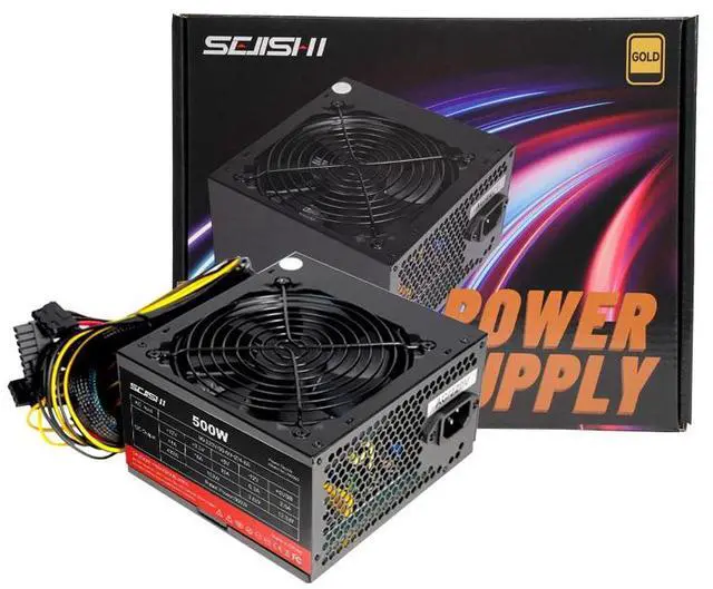 Alt view image 4 of 7 - SEJISHI 500W Power Supply 80 Plus Certified Fixed Cable Non-Modular ATX PSU Active PFC SLI Crossfire Ready Gaming PC Computer Switching Power Supply