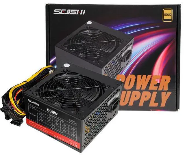 Alt view image 6 of 7 - SEJISHI 600W Power Supply 80 Plus Certified Fixed Cable Non-Modular ATX PSU Active PFC SLI Crossfire Ready Gaming PC Computer Switching Power Supply