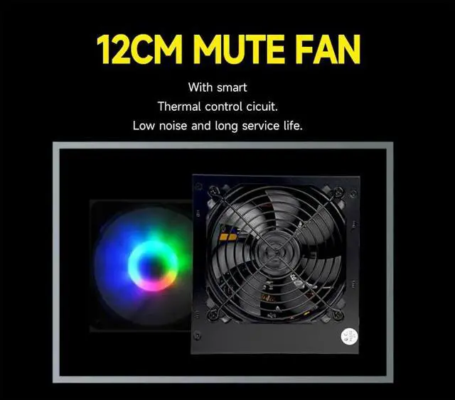 Alt view image 7 of 7 - SEJISHI 500W Power Supply 80 Plus Certified Fixed Cable Non-Modular ATX PSU Active PFC SLI Crossfire Ready Gaming PC Computer Switching Power Supply