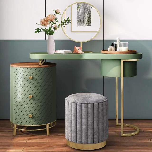 Main image of Aukfa Makeup Vanity Table - Dressing Table With LED Lighted Mirror and Movable Tray Top 43" - Green