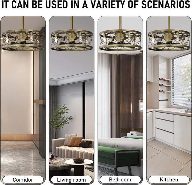 Alt view image 4 of 7 - Aukfa Modern Ceiling Fan for Bedroom with Remote Control, Brown