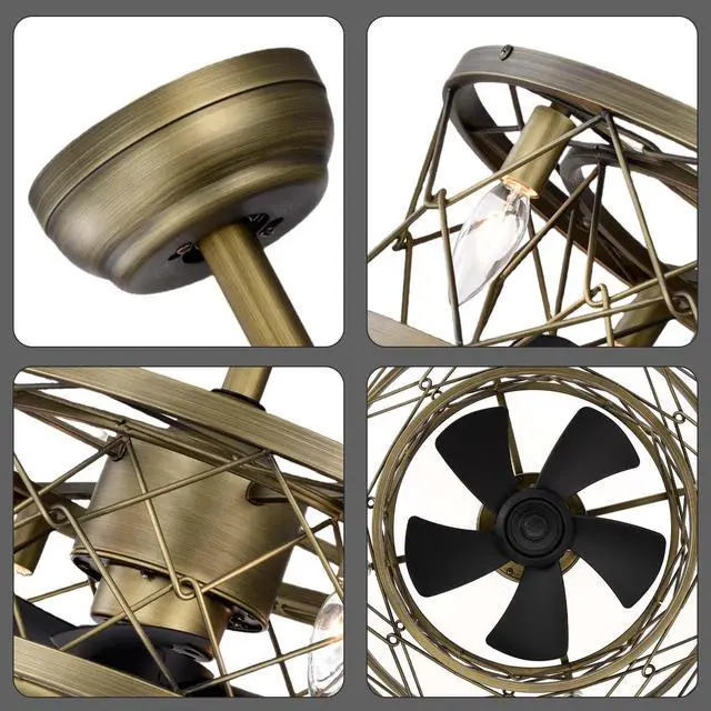 Alt view image 5 of 7 - Aukfa Modern Ceiling Fan for Bedroom with Remote Control, Brown