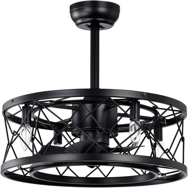 Alt view image 2 of 7 - Aukfa Modern Ceiling Fan for Bedroom with Remote Control, Black