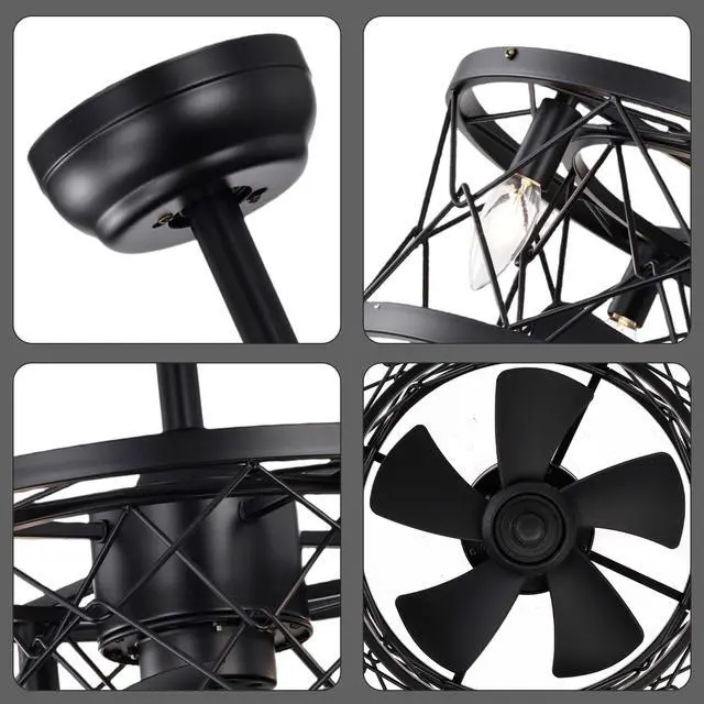 Alt view image 5 of 7 - Aukfa Modern Ceiling Fan for Bedroom with Remote Control, Black